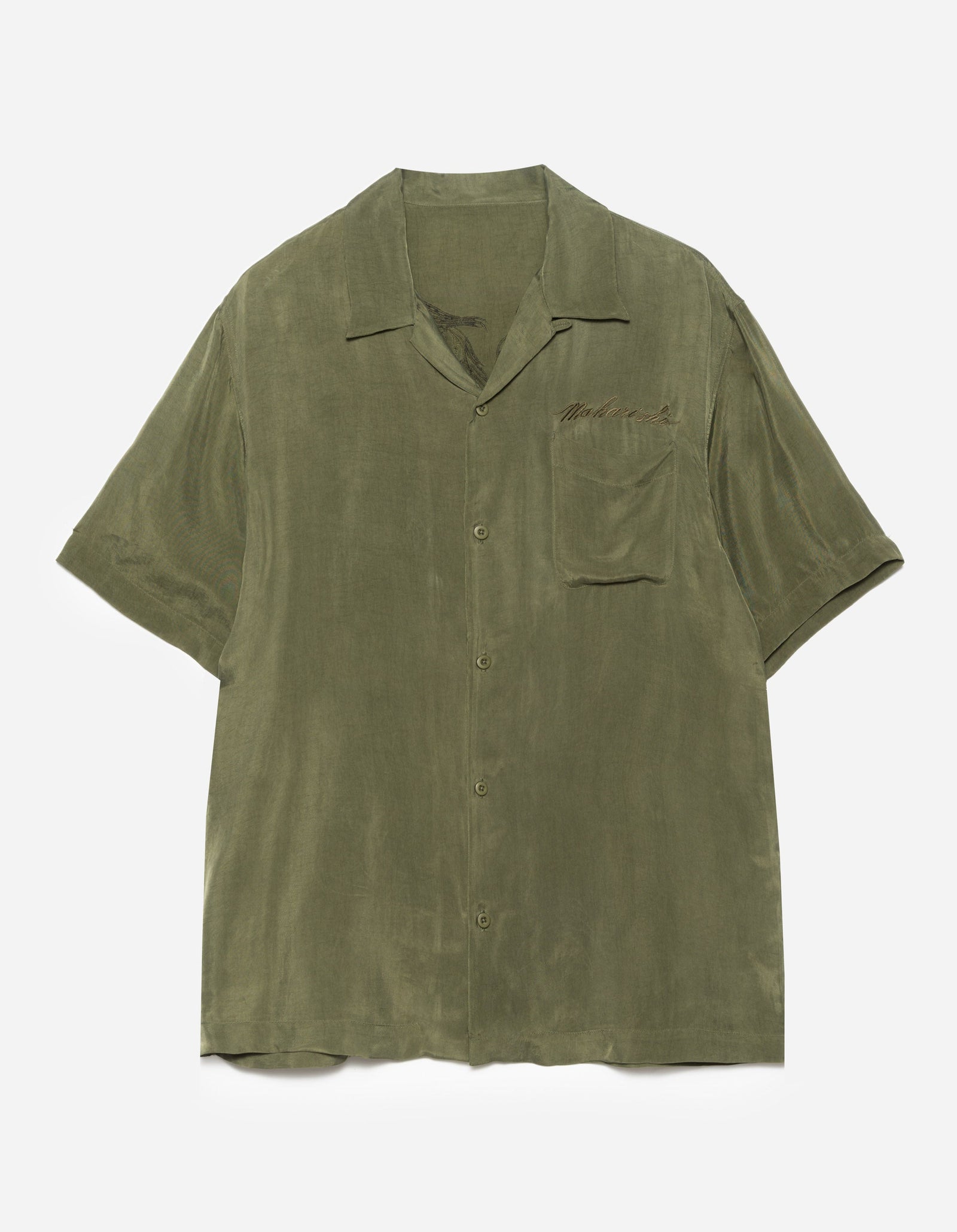 6098 Tiger Dragon Camp Collar Shirt Olive OG-107F