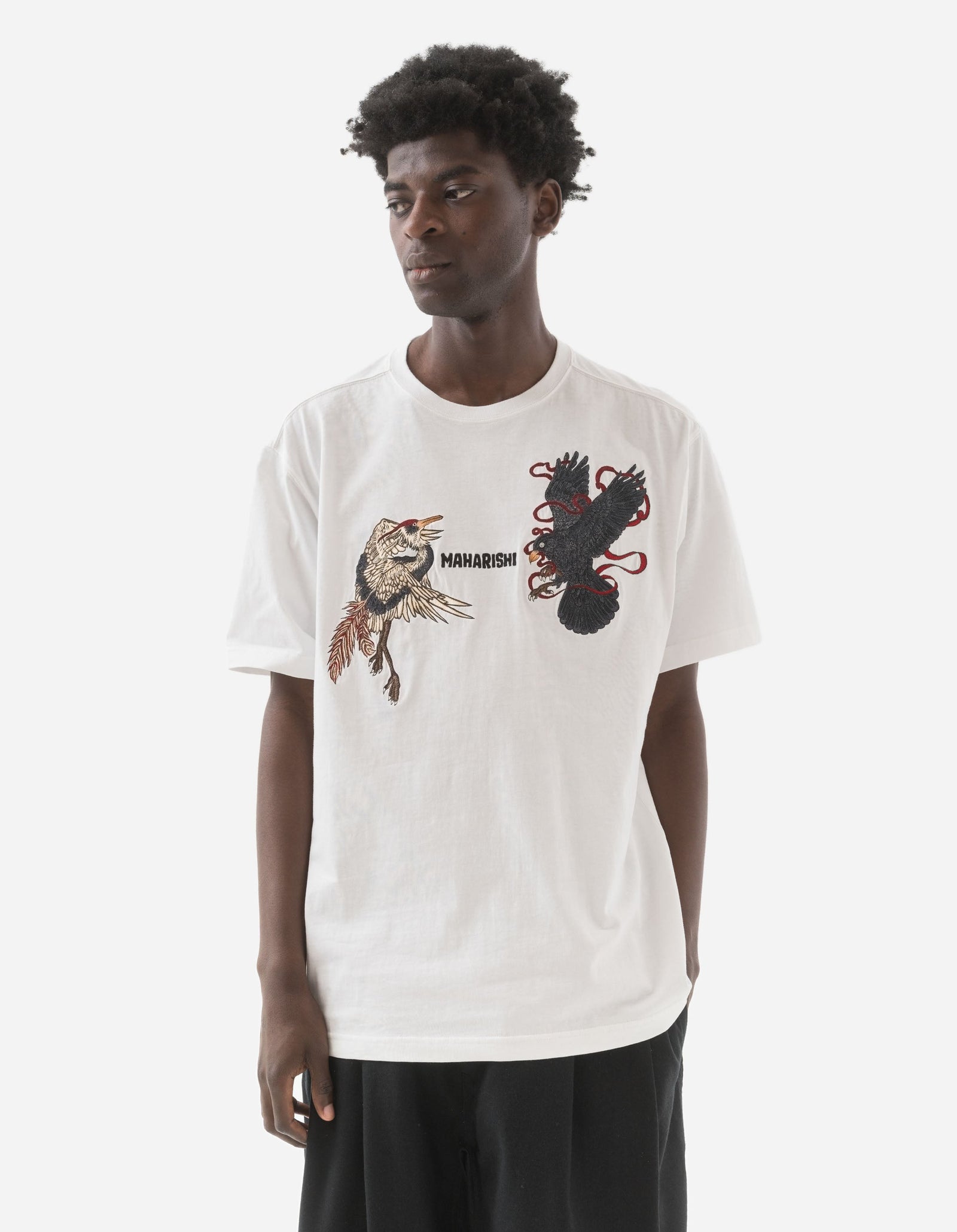 6104 Black Crow White Heron T-Shirt White