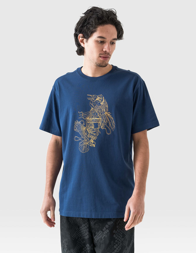 1491 Crow & Heron Miltype T-Shirt Navy Blueprint