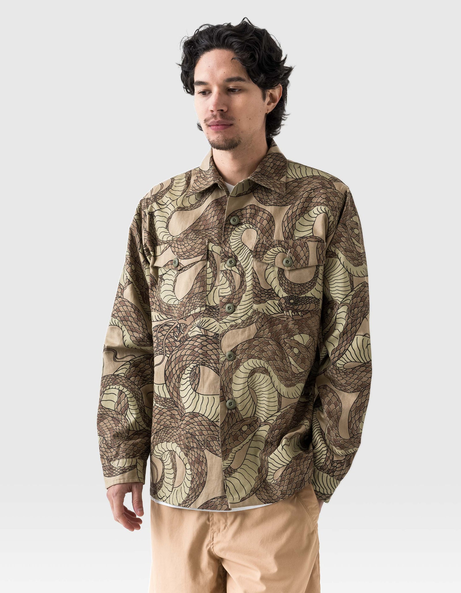 6037 Snakeskin Utility Overshirt Desert