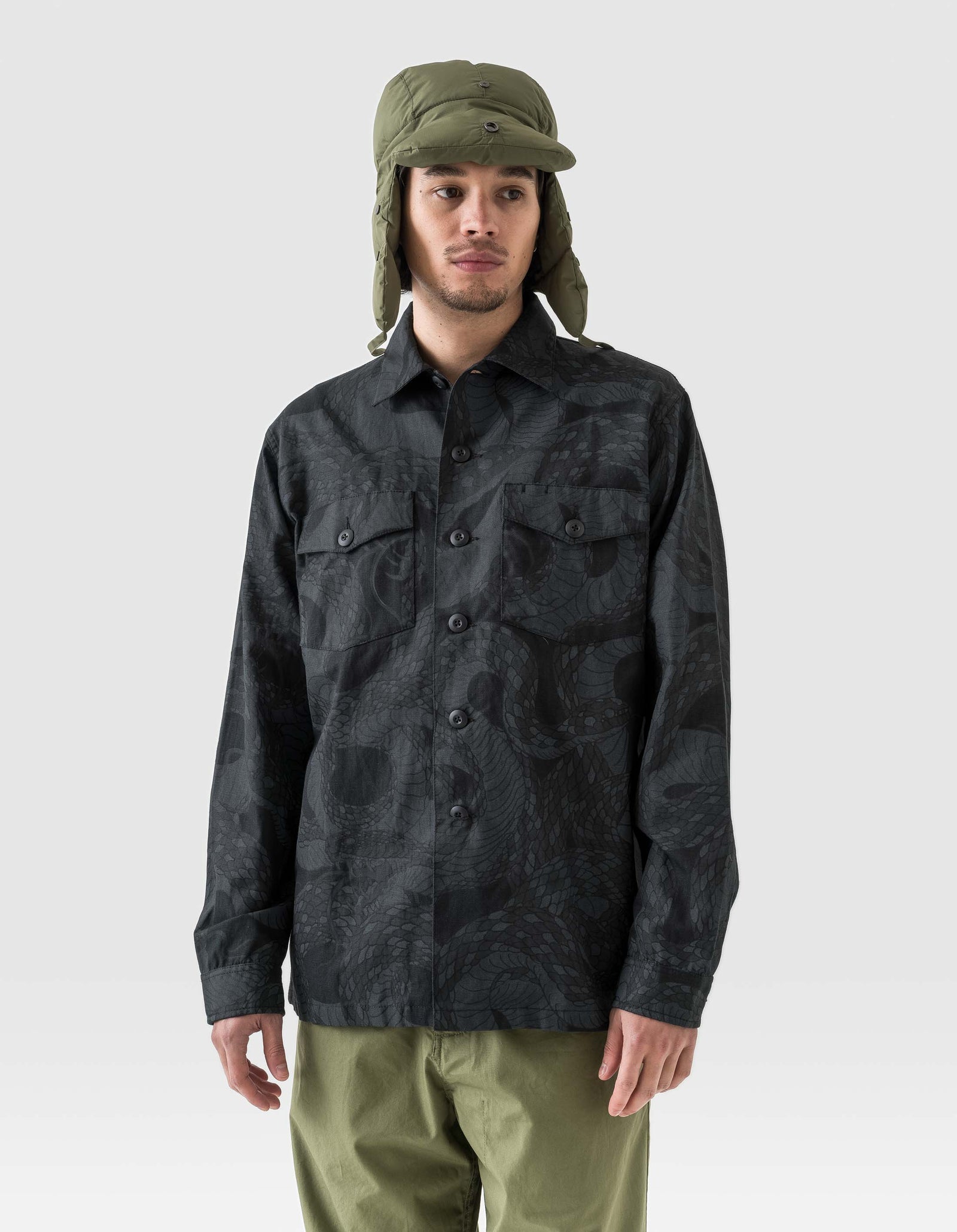 6037 Snakeskin Utility Overshirt Subdued Night