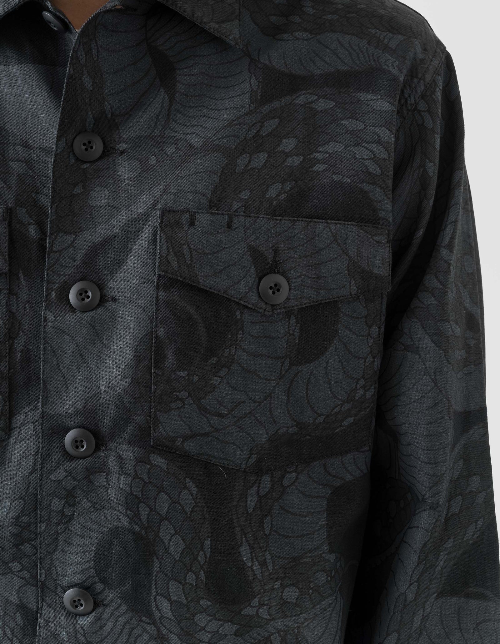 6037 Snakeskin Utility Overshirt Subdued Night