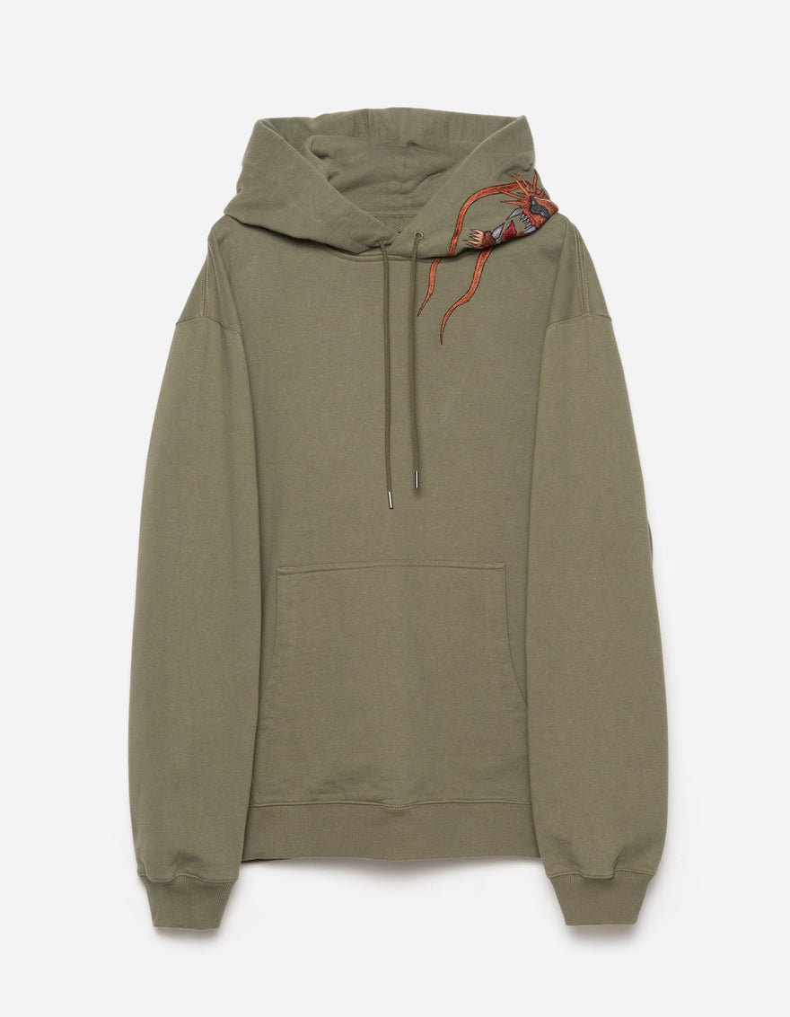 6096 Tiger Dragon Hooded Sweat Olive OG-107F