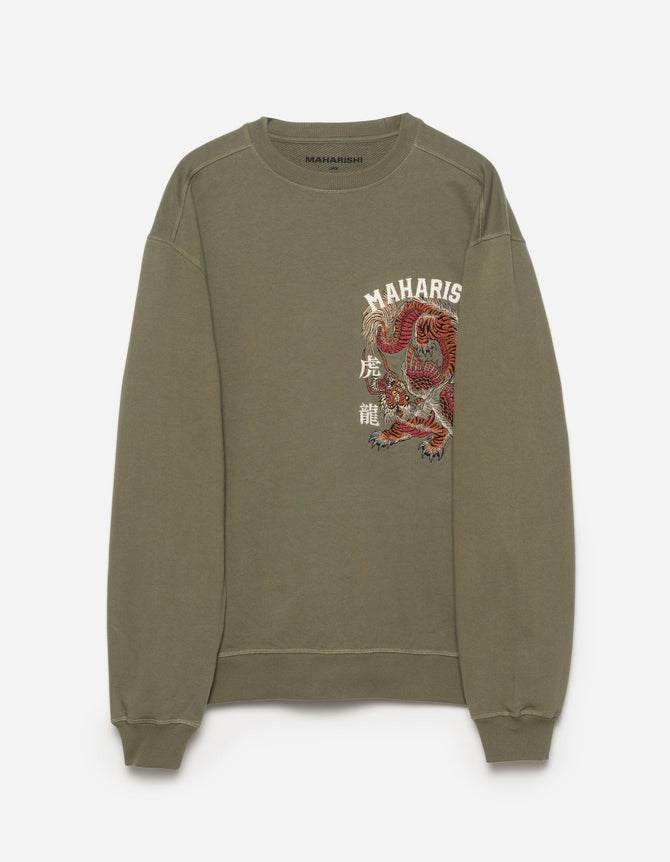 6097 Tiger Dragon Tour Crew Sweat Olive OG-107F