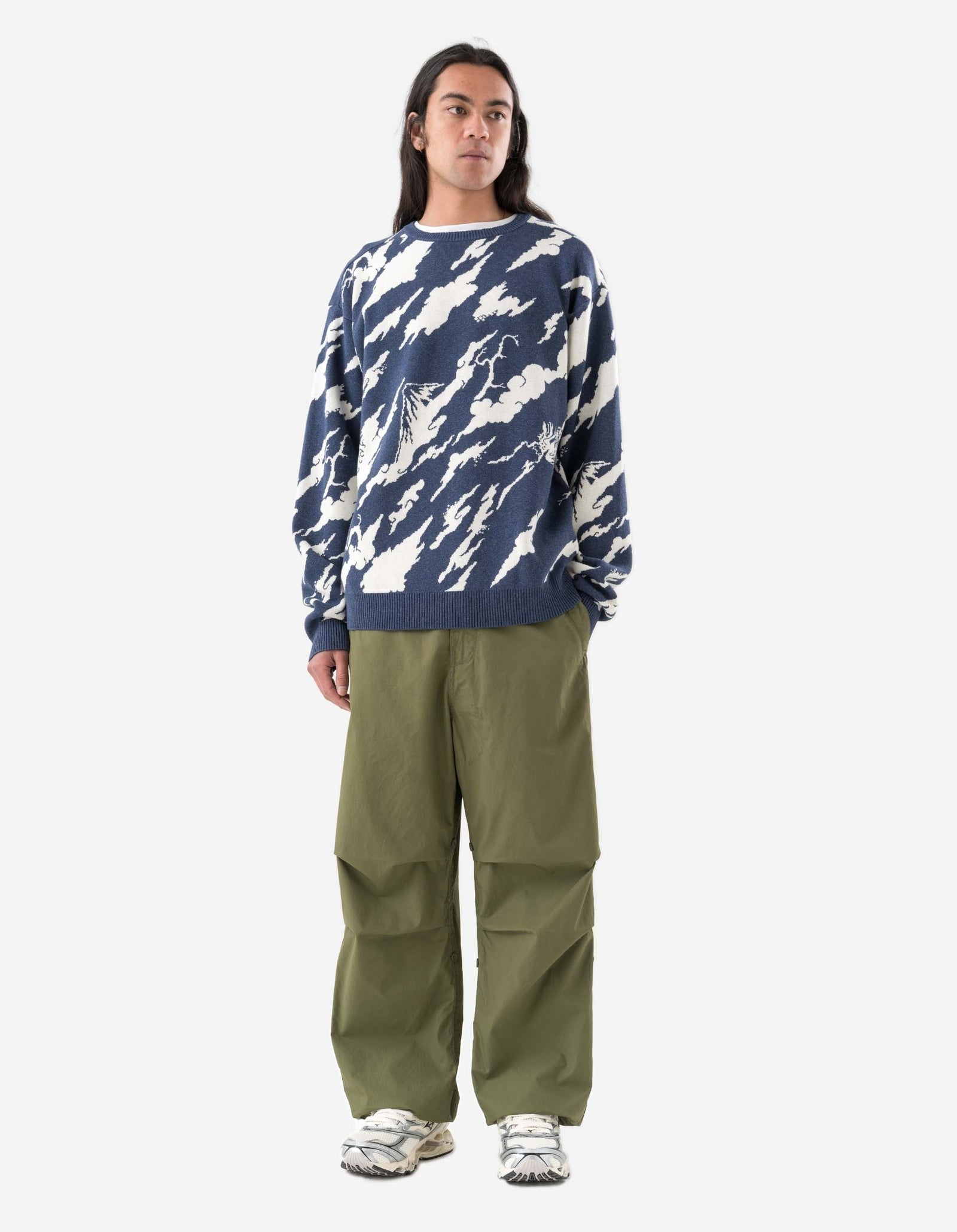 1485 Knitted Camo Crew Sweat Indigo