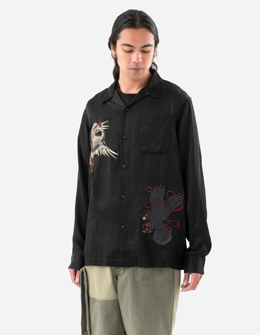 1494 Crow & Heron Camp Collar Shirt Black