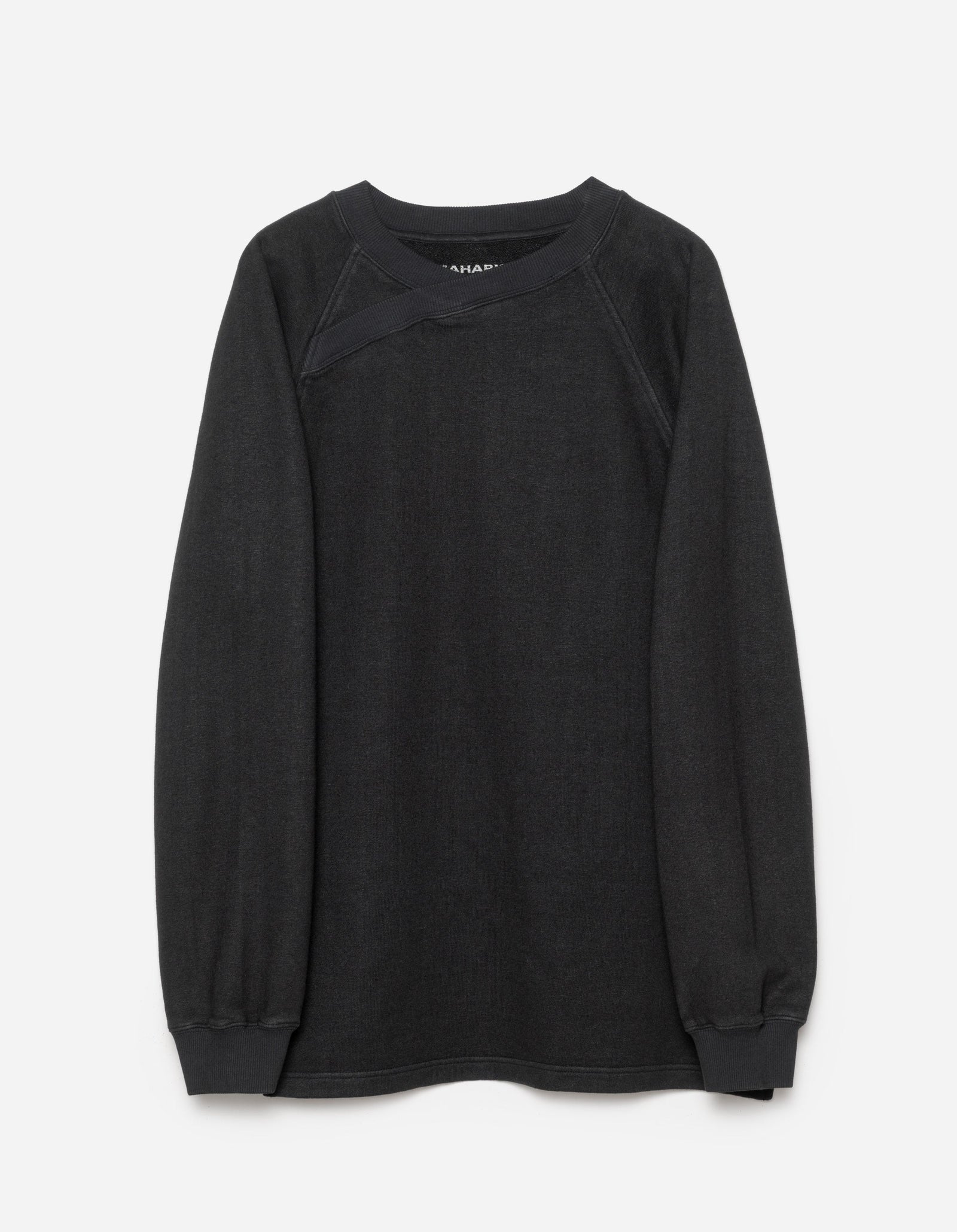 6002 Asym Monk Organic Crew Sweat Black