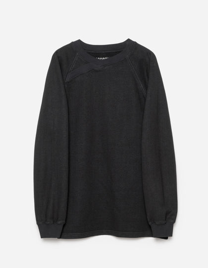 6002 Asym Monk Organic Crew Sweat Black