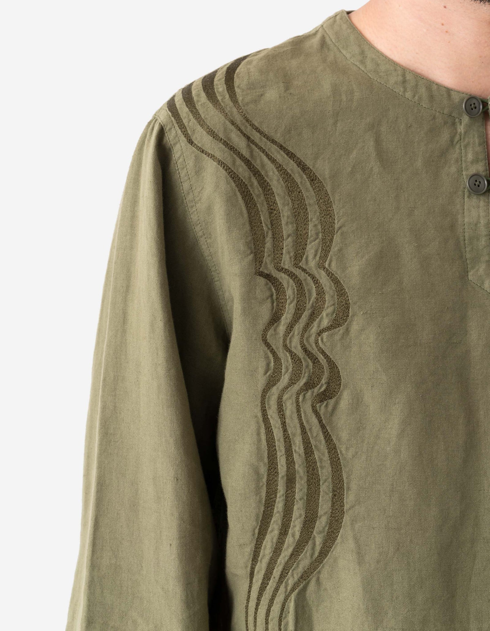 6053 Maharishi Kurta Shirt Olive OG-107F