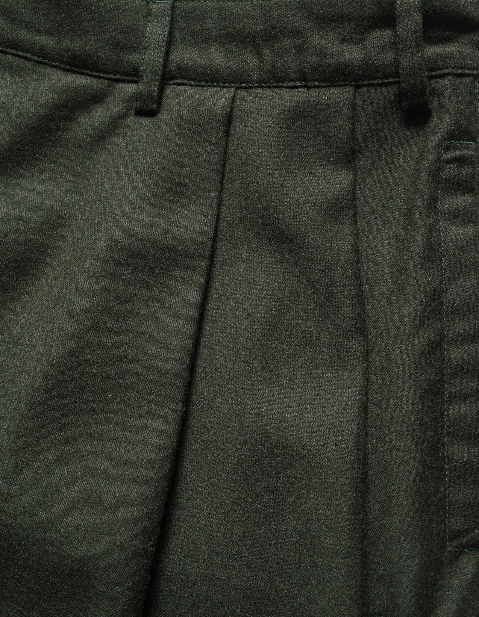 6058 Asymmetrical Wool Pleated Pants Dark Olive