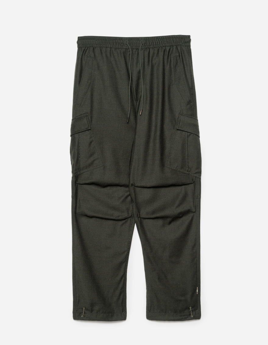 6068 Merino Wool Cargo Track Pants Dark Olive