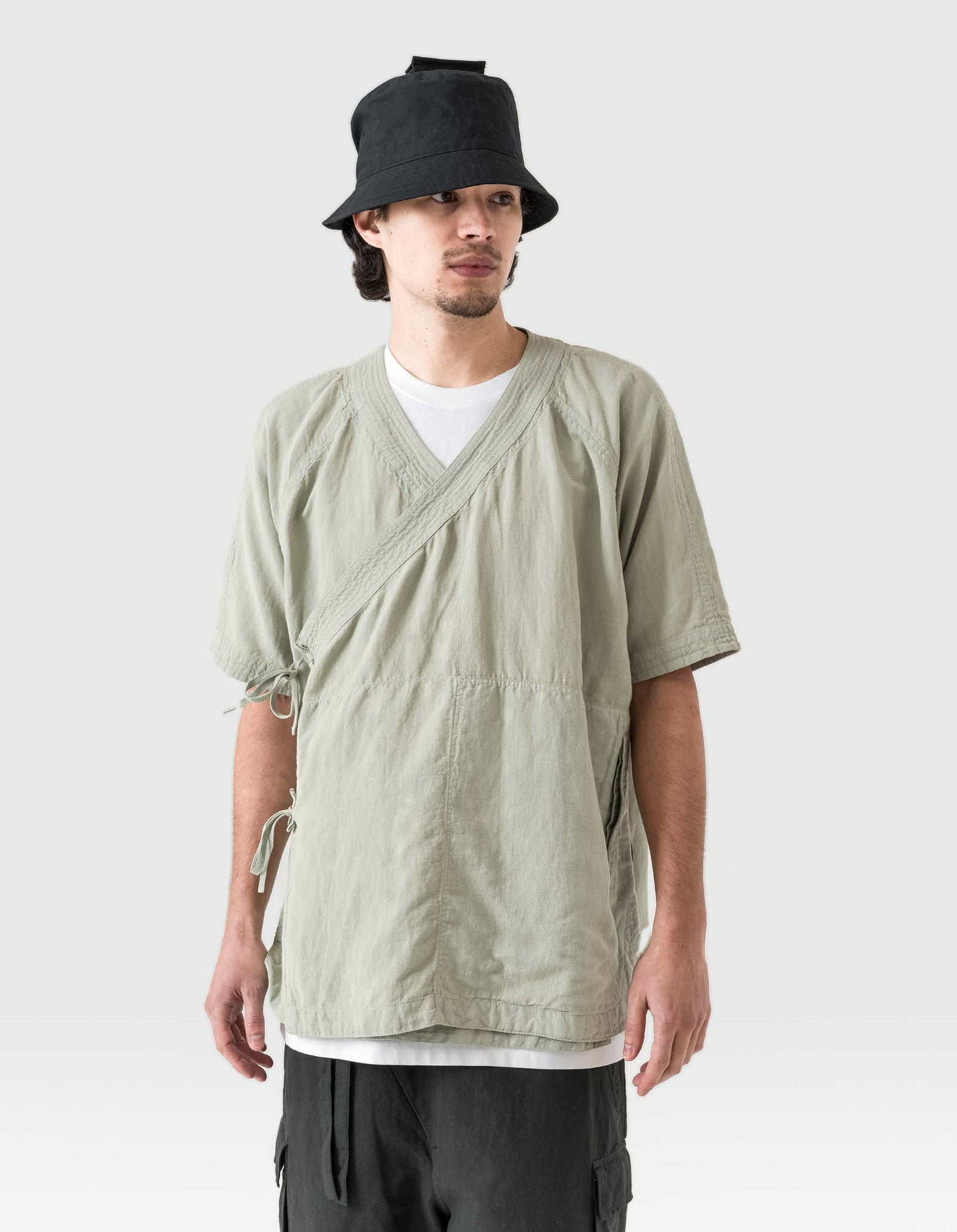 6079 Asym Monk Hemp Shirt Sage