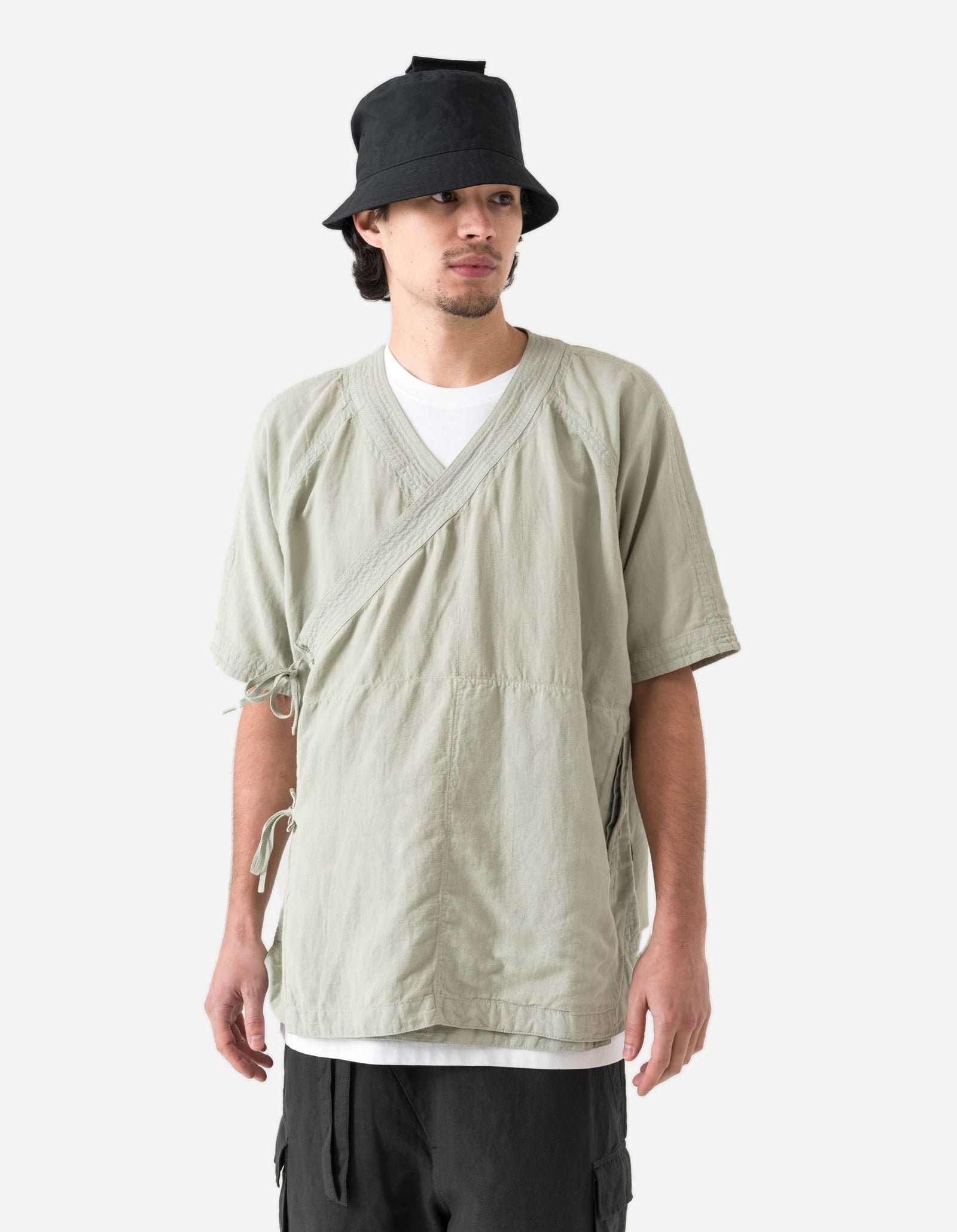 6079 Asym Monk Hemp Shirt Sage