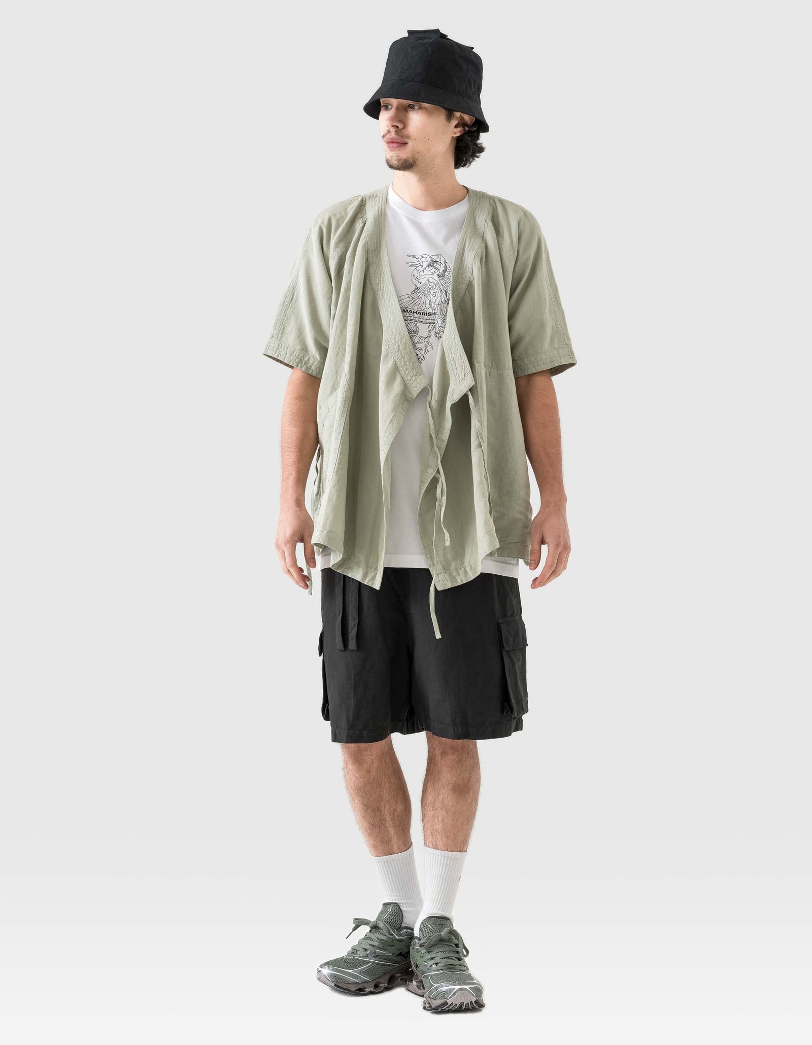 6079 Asym Monk Hemp Shirt Sage