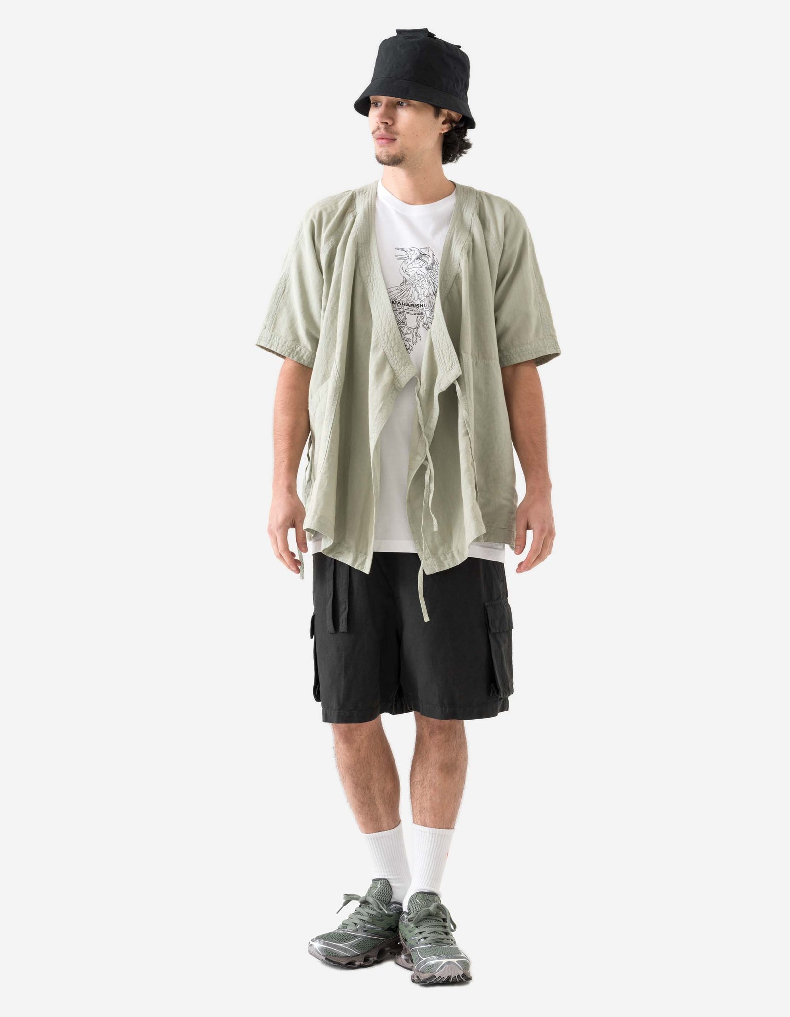 6079 Asym Monk Hemp Shirt Sage