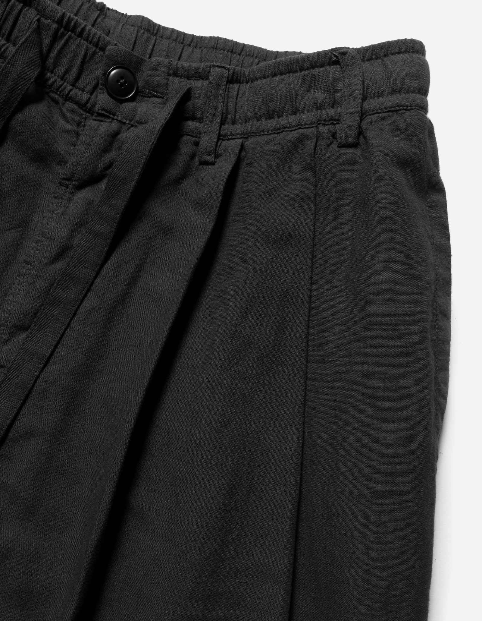 6081 Hemp Pleated Track Pants Black