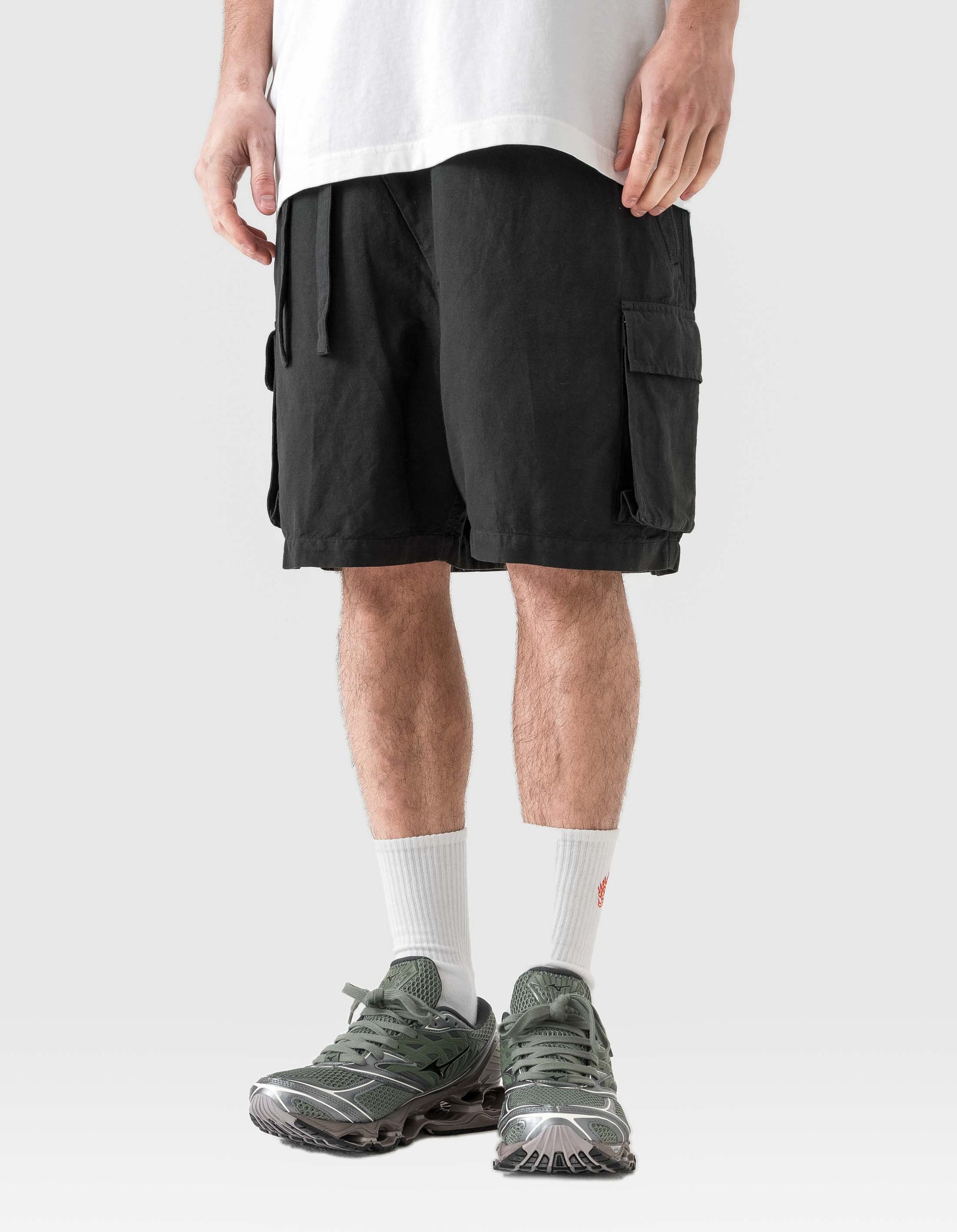 6082 Hemp Cargo Asym Track Shorts Black