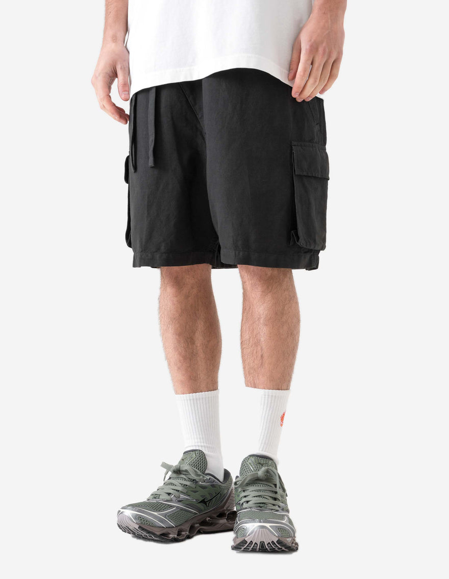 6082 Hemp Cargo Asym Track Shorts Black