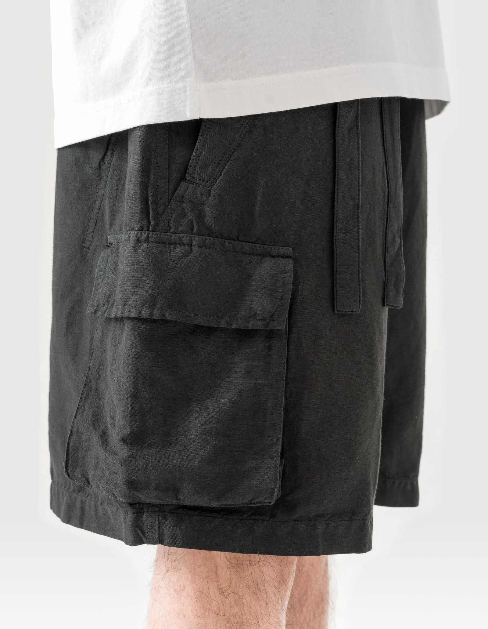 6082 Hemp Cargo Asym Track Shorts Black