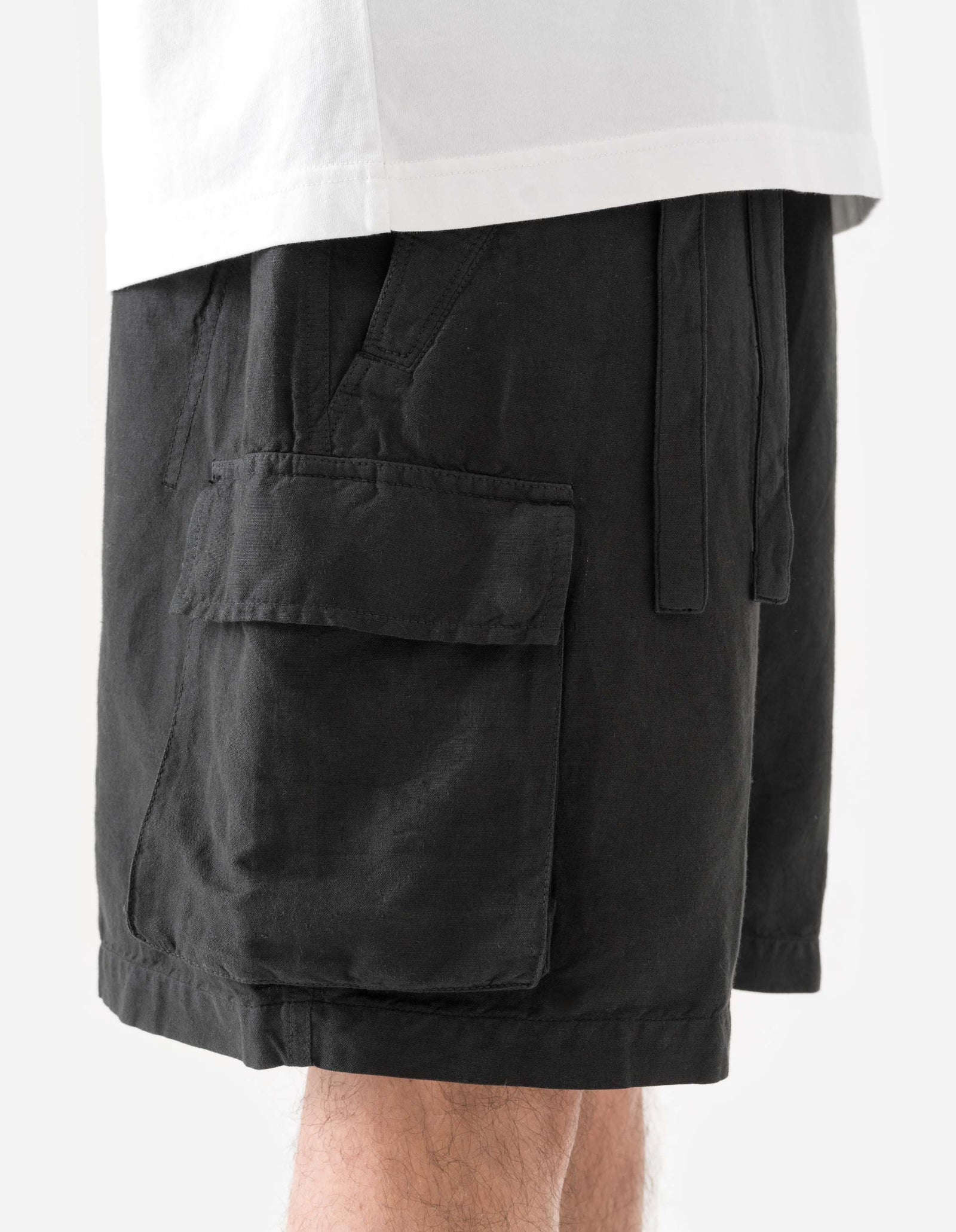 6082 Hemp Cargo Asym Track Shorts Black