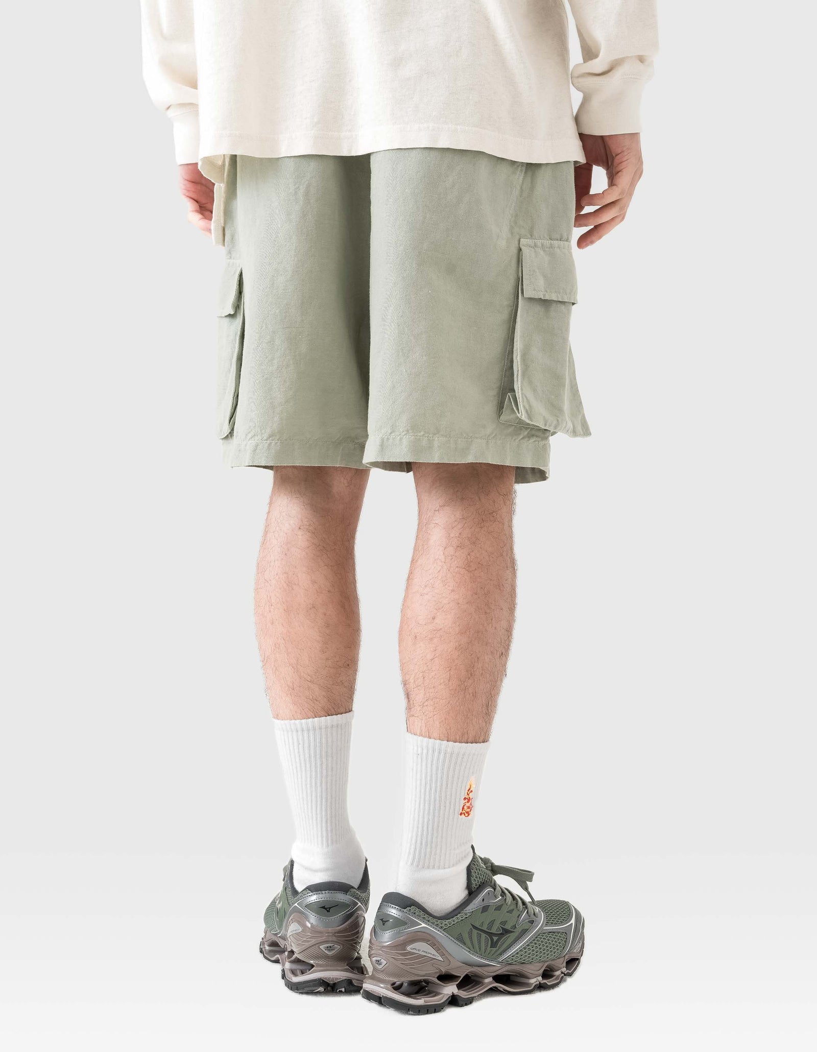 6082 Hemp Cargo Asym Track Shorts Sage