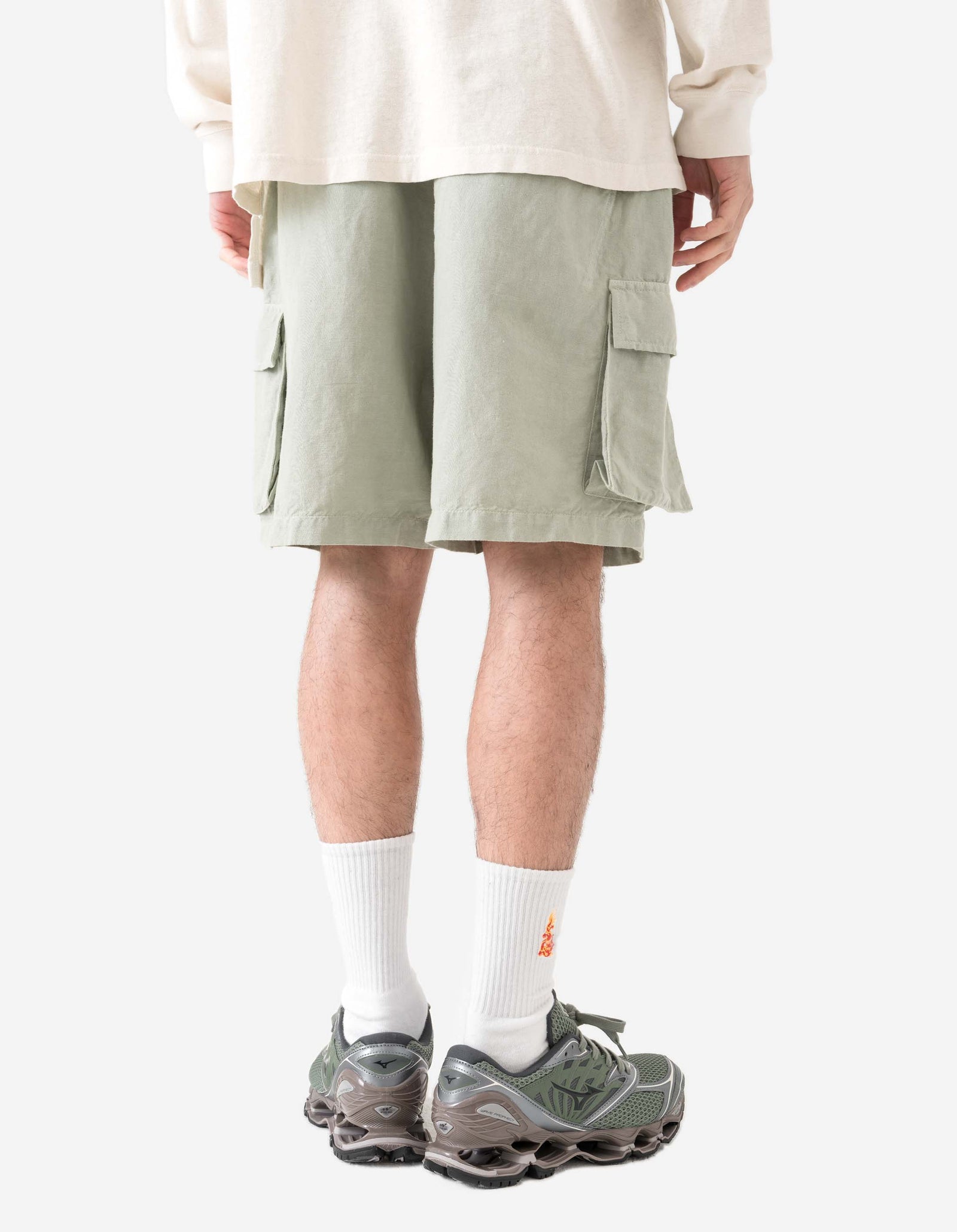 6082 Hemp Cargo Asym Track Shorts Sage