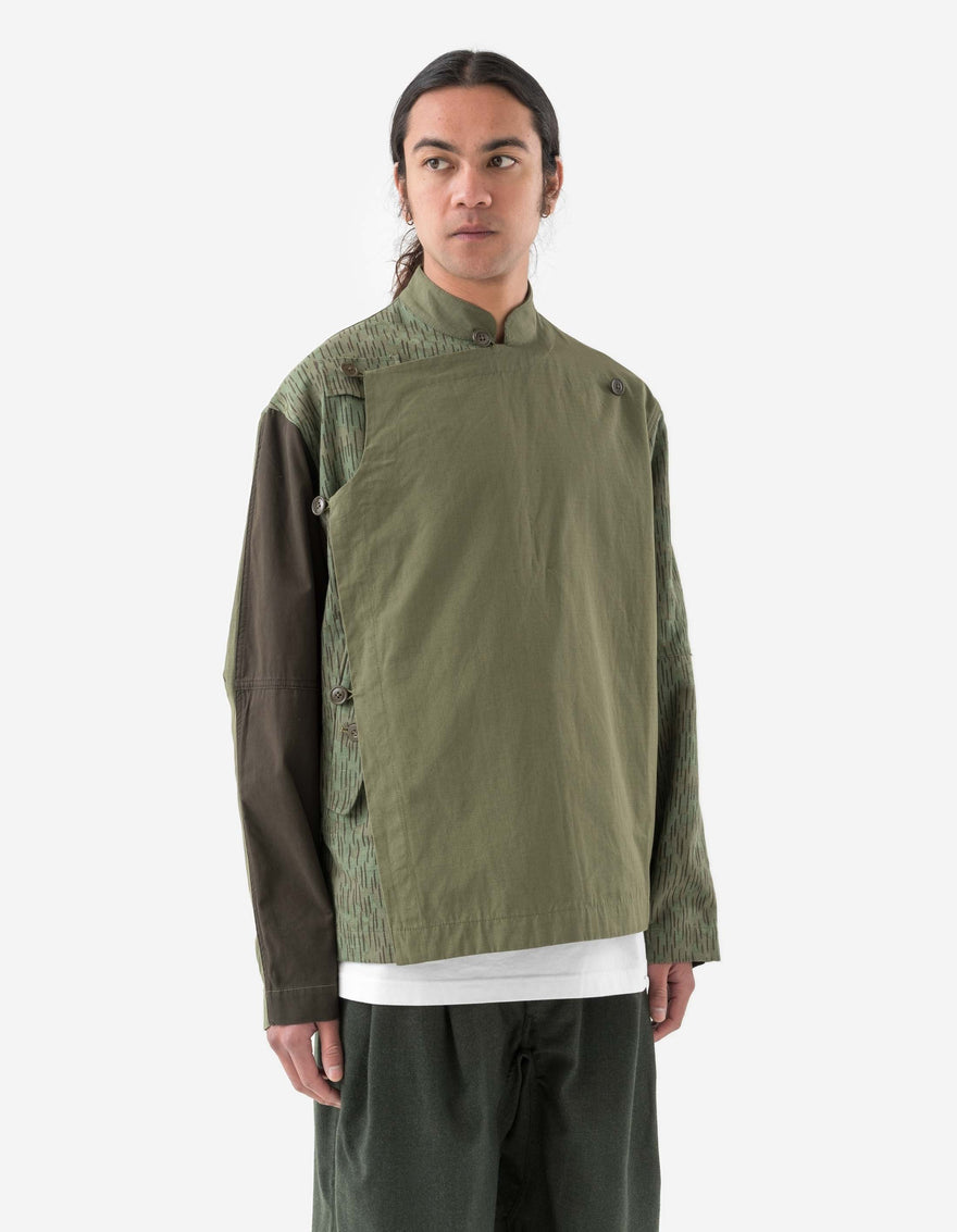 6084 Upcycled Monk Shirt Olive