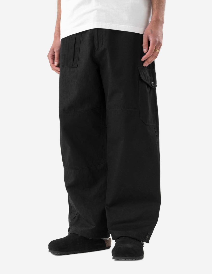 6087 Upcycled Loose Cargo Track Pants Black