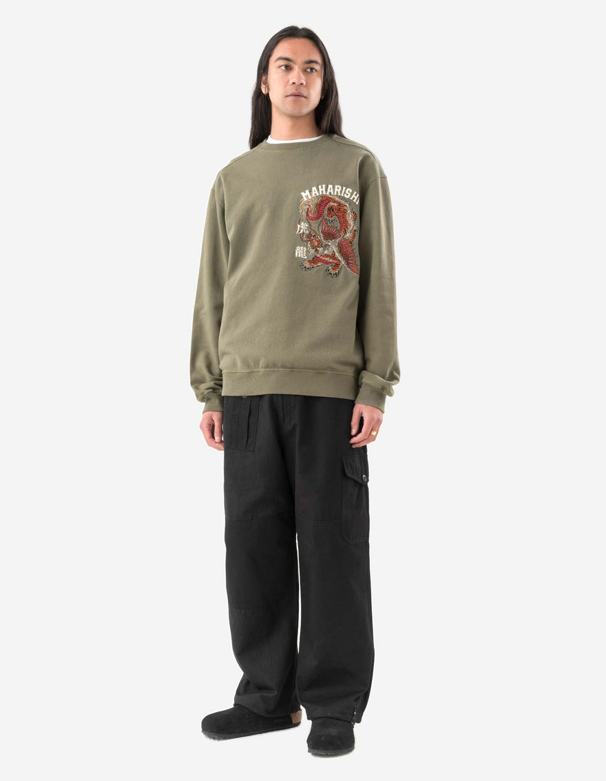 6097 Tiger Dragon Tour Crew Sweat Olive OG-107F