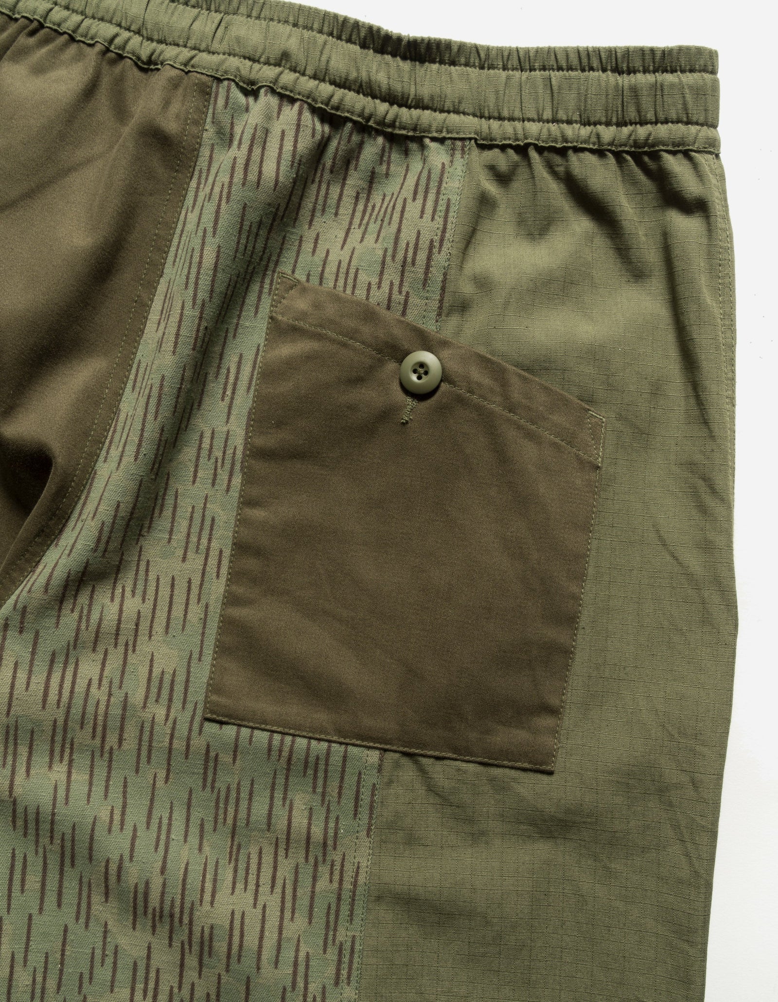 6087 Upcycled Loose Cargo Track Pants Olive