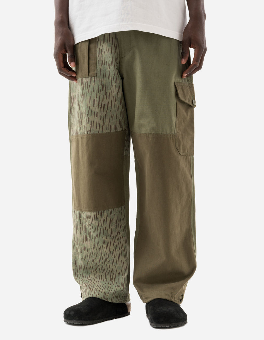 6087 Upcycled Loose Cargo Track Pants Olive