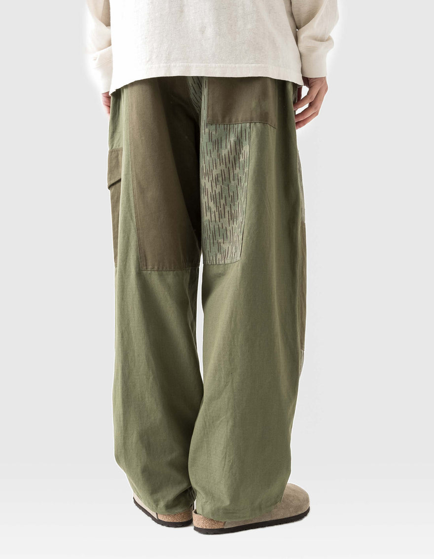 6087 Upcycled Loose Cargo Track Pants Olive