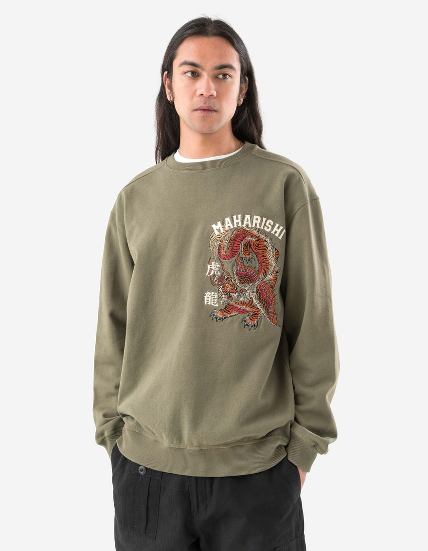 6097 Tiger Dragon Tour Crew Sweat Olive OG-107F