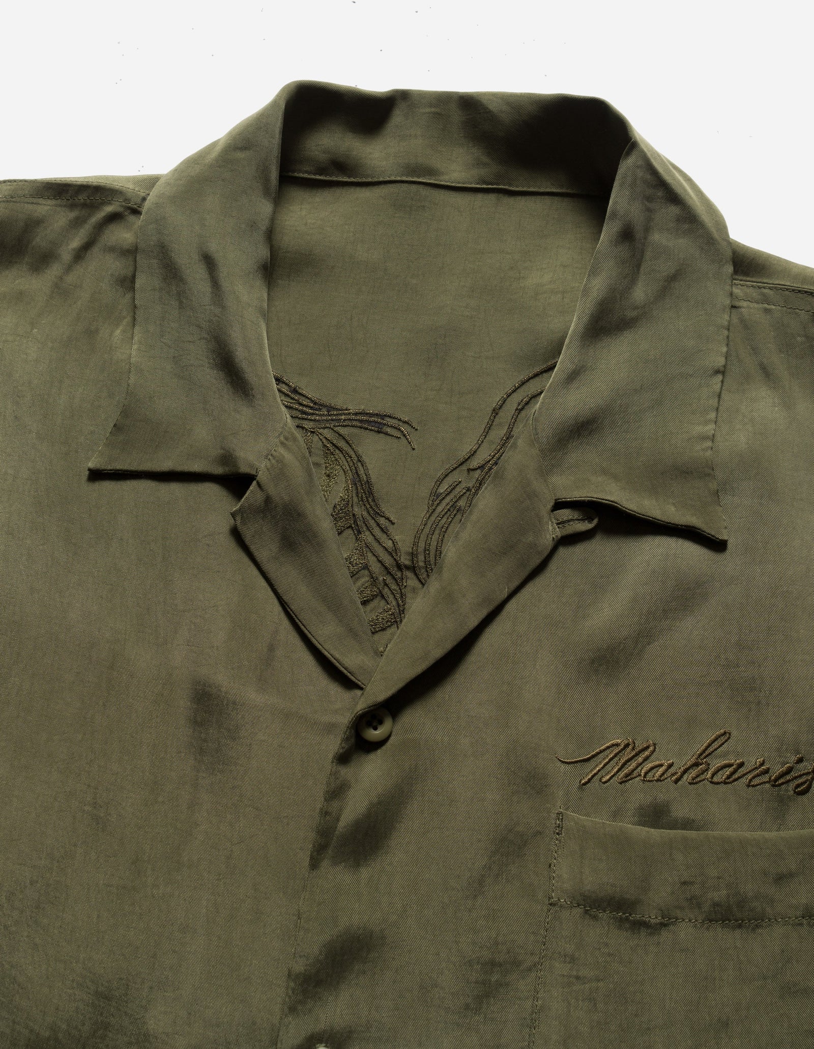 6098 Tiger Dragon Camp Collar Shirt Olive OG-107F