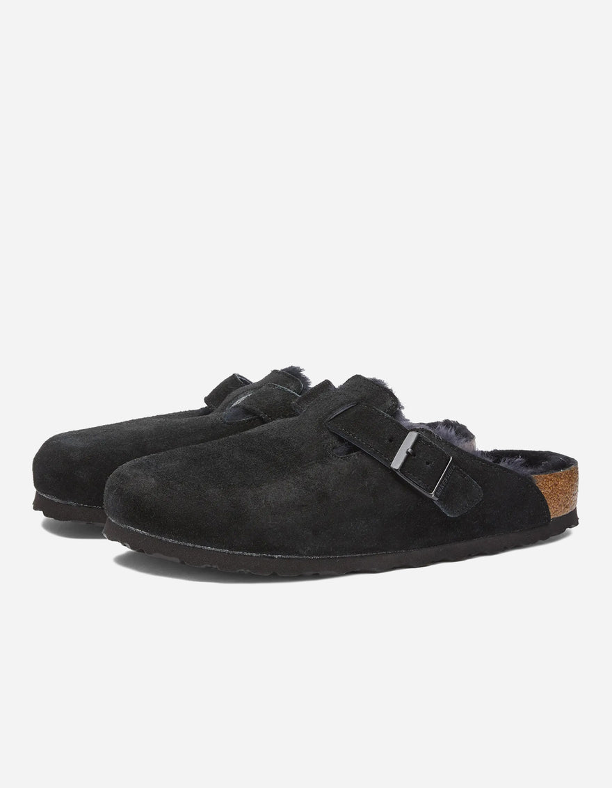 Birkenstock Boston Suede Fur Black