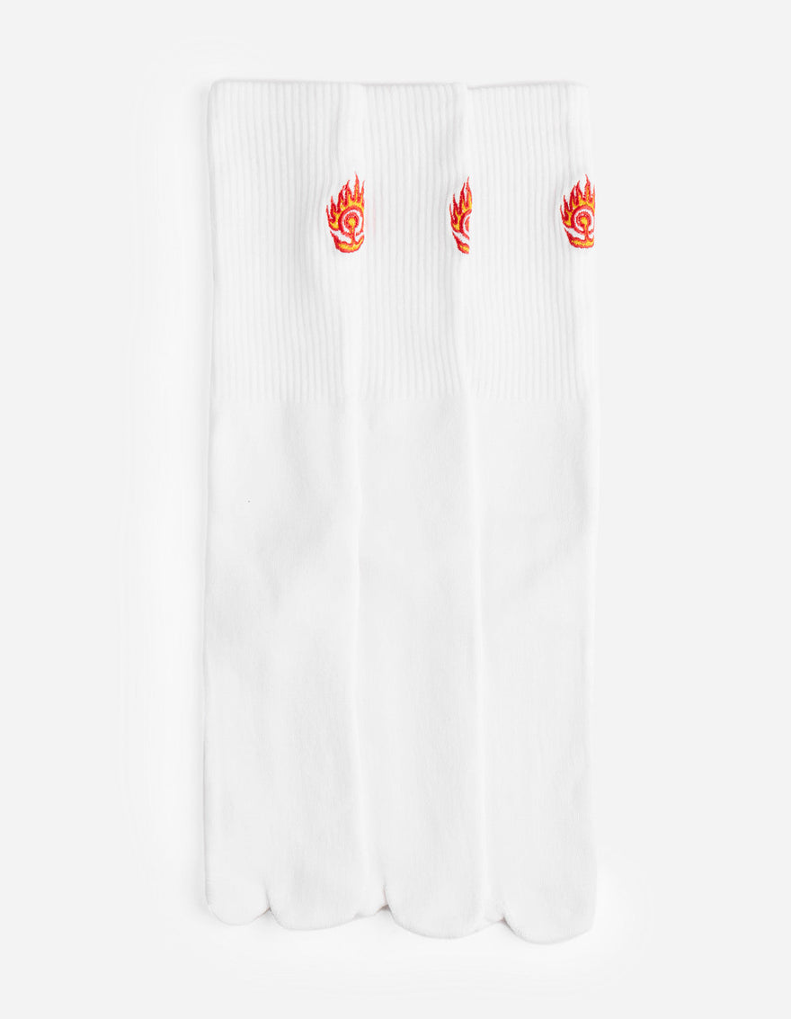 1263 Micro Dragon Tabi Sock 3 Pack White/White/White