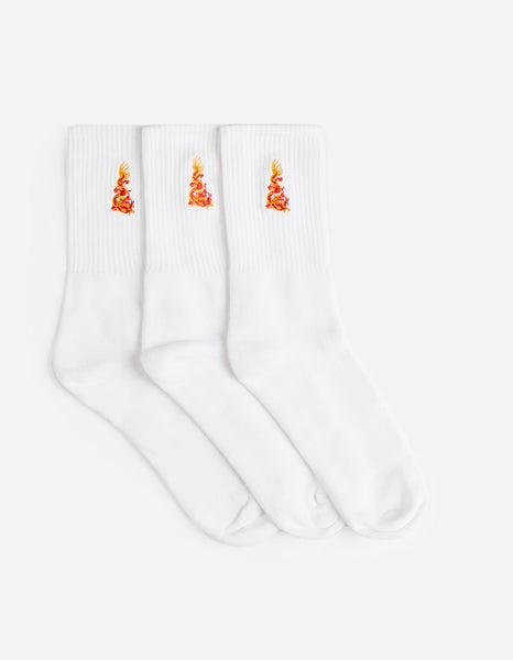 Micro Dragon Sport Sock 3 Pack White/White/White - Maharishi