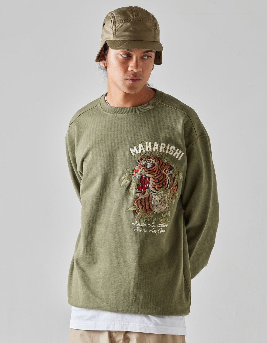 5101 Maha Tiger Embroidered Crew Olive OG-107F