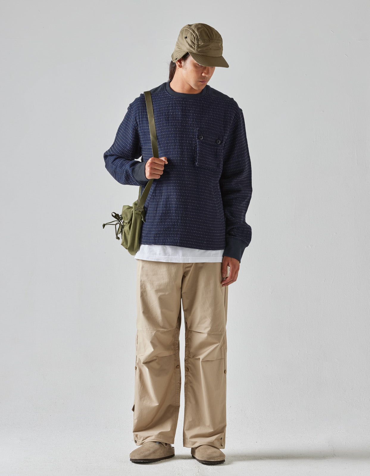 5113 Noragi Woven Cargo Crew Top Indigo