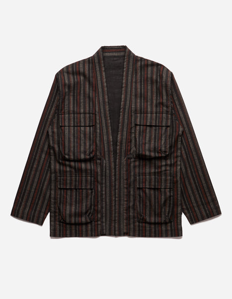 Wagara Stripe Summer Kimono Black - Maharishi