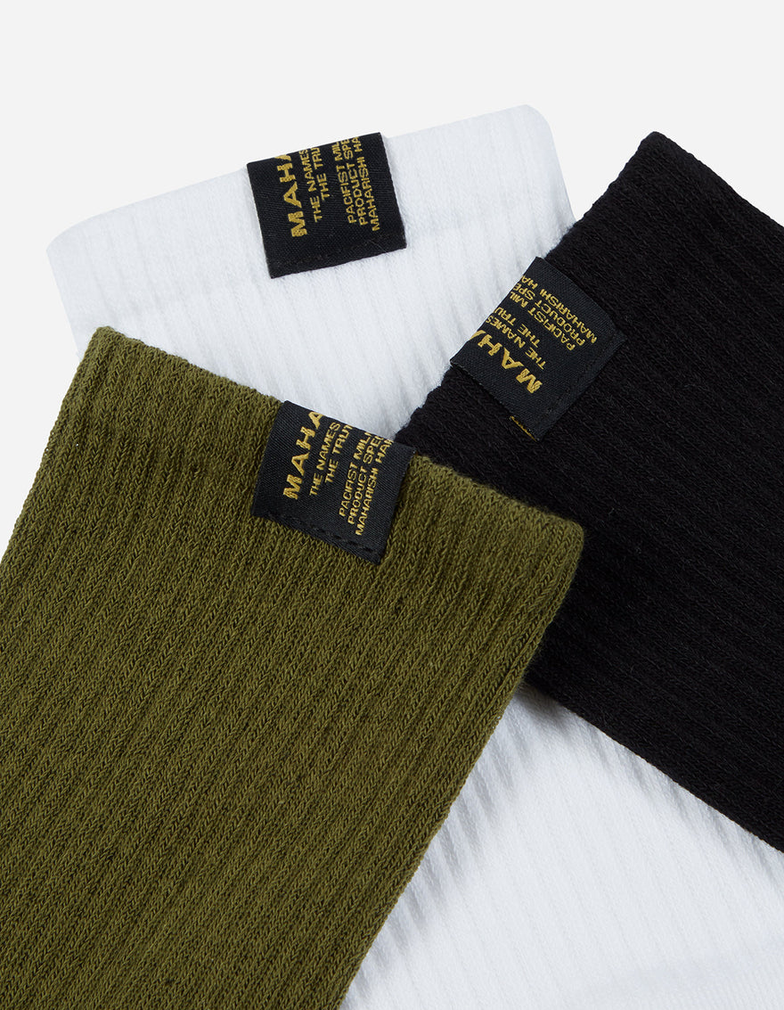 9273 MILTYPE Sports Socks · 3 Pack Black/Olive/White